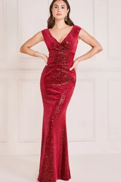 Women * Sequin & Velvet Bardot Maxi Dress
