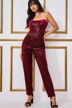 Women * Sequin & Velvet Corset Jumpsuit