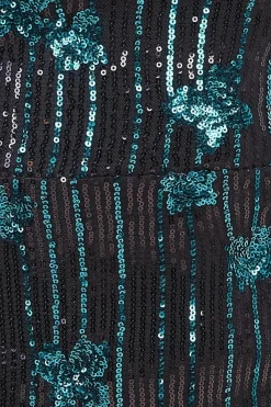 Women * Sequin And Feather Boobtube Midi Green