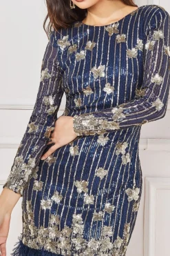 Women * Sequin And Feather Open Back Mini