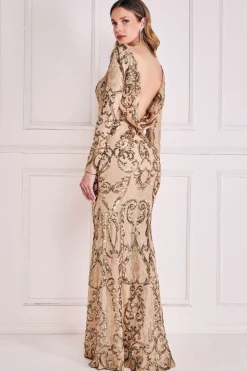 Women * Sequin Cowl Back Maxi