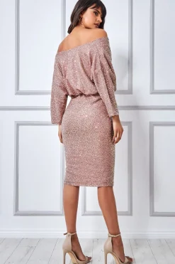 Women * Sequin Cowl Neck Midi Dress