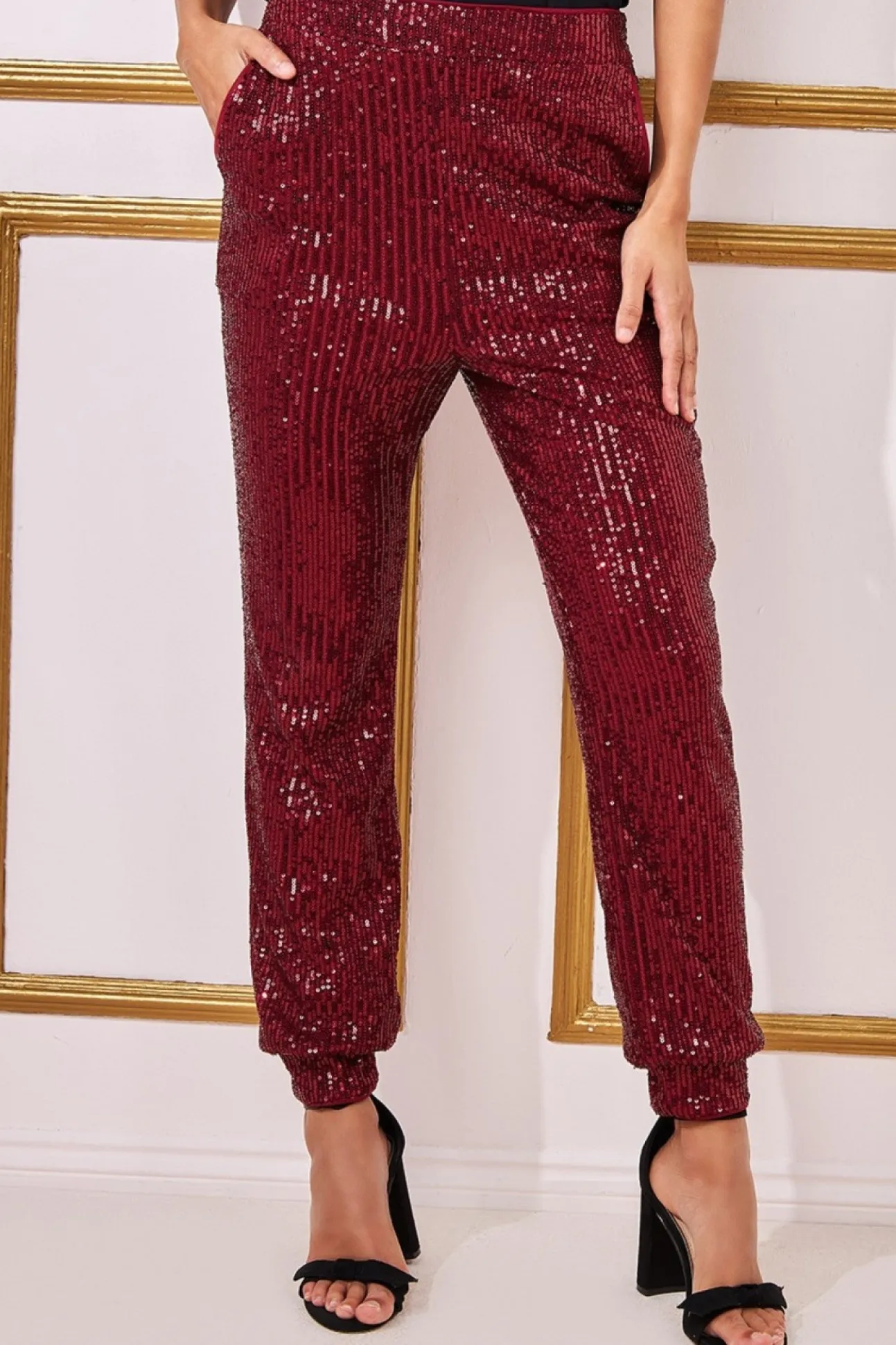 Women * Sequin Cuffed Ankle Trouser