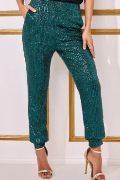 Women * Sequin Cuffed Ankle Trouser