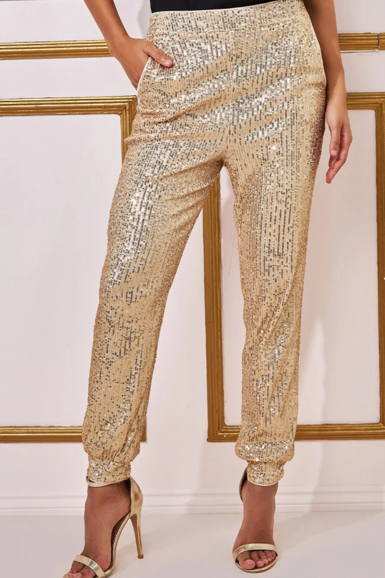 Women * Sequin Cuffed Ankle Trouser