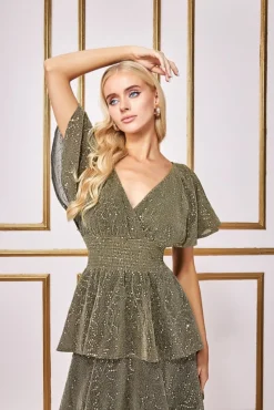 Women * Sequin Lurex Tiered Maxi Dress