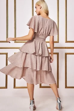 Women * Sequin Lurex Tiered Midi Dress