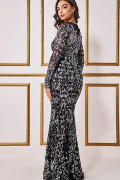 Women * Sequin Mesh Embroidered Maxi Dress