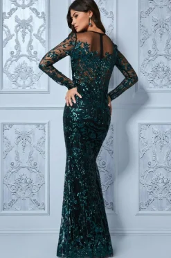 Women * Sequin Mesh Embroidered Maxi Green