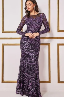 Women * Sequin Mesh Embroidered Maxi Dress