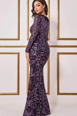 Women * Sequin Mesh Embroidered Maxi Dress
