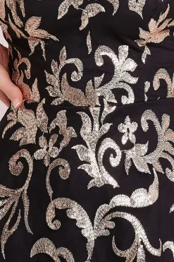 Women * Sequin Mesh V-Neck Flared Skirt Midi