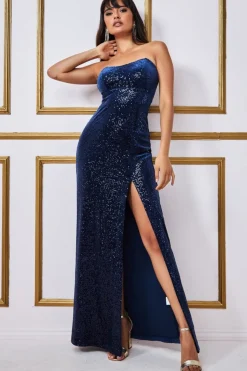 Women * Sequin Velvet Bandeau Maxi Dress