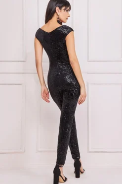 Women * Sequin Velvet Bardot Jumpsuit