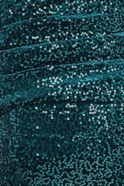Women * Sequin Velvet Bardot Jumpsuit Green
