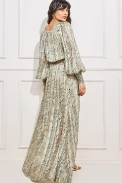 Women * Shirred Waist Chiffon Printed Maxi