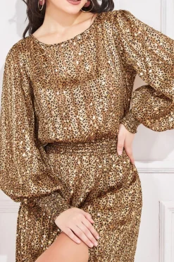 Women * Shirred Waist Chiffon Printed Maxi - Leopard Print