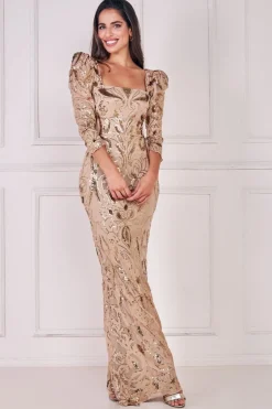 Women * Square Neck Scalloped Lace Maxi