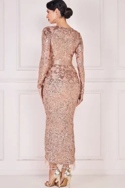 Women * Tassel & Sequin Maxi With Front Split