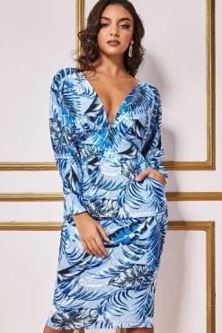 Women * Tropical Print Midi With Batwing Sleeves