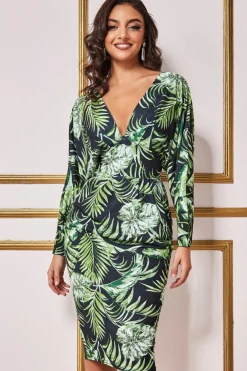 Women * Tropical Print Midi With Batwing Sleeves