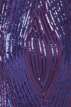 Women * Two Toned V Neck Sequin Maxi
