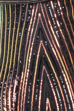Women * Two Toned V Neck Sequin Maxi