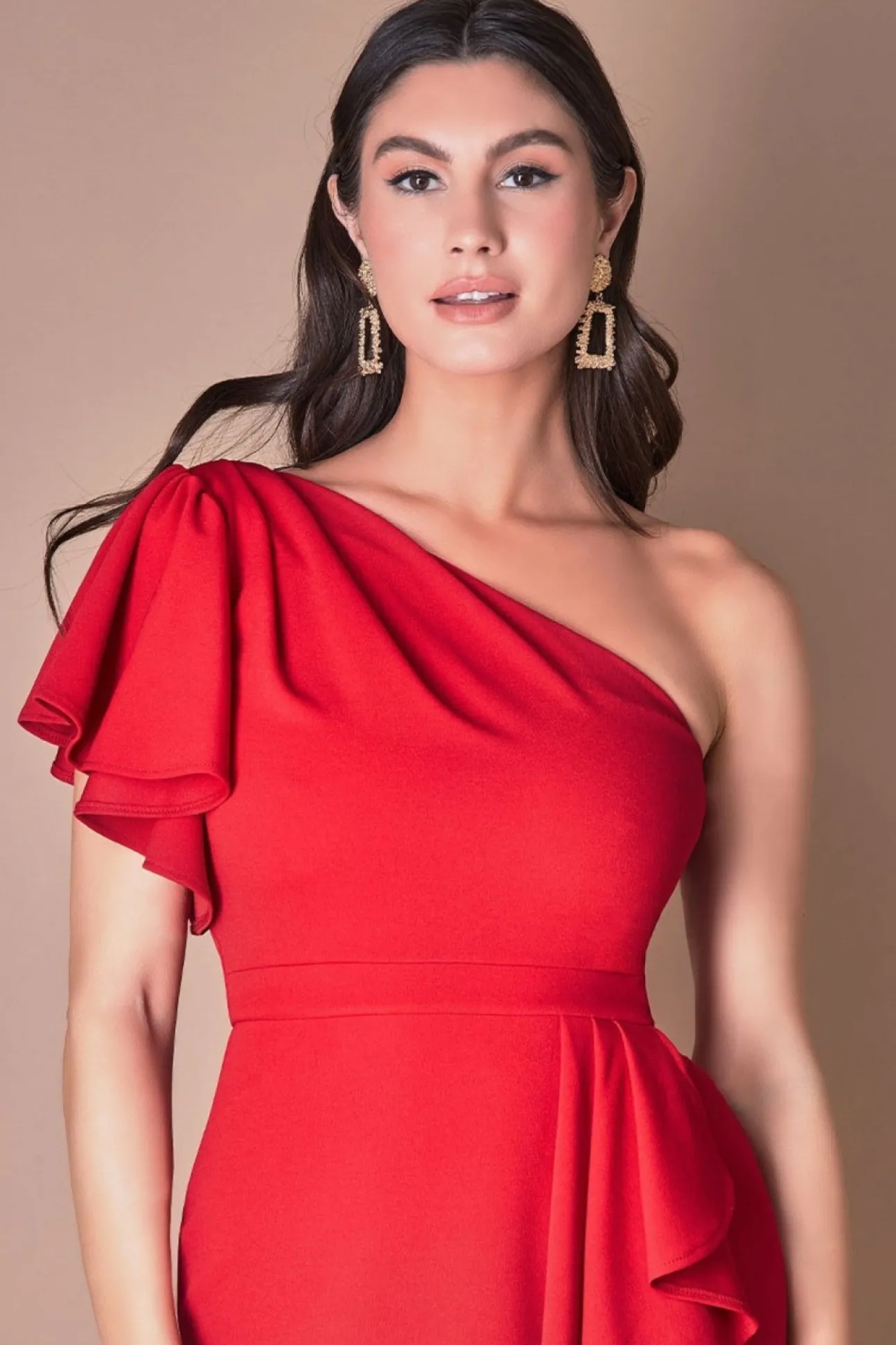 Women * Waterfall Sleeve Wrap Midi Dress