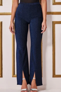 Women * Wide Leg Lurex Trouser - Royal Blue