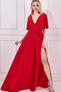 Women * Wrap Front Maxi With Flutter Sleeves