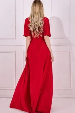 Women * Wrap Front Maxi With Flutter Sleeves