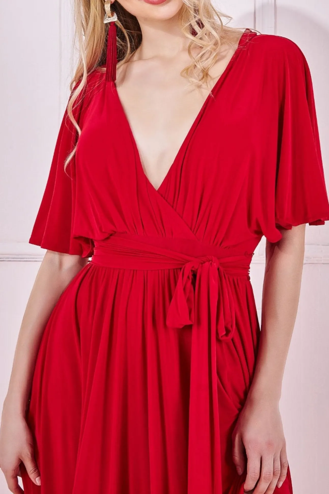 Women * Wrap Front Maxi With Flutter Sleeves