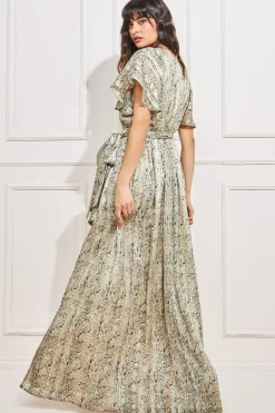 Women * Wrap Printed Chiffon Maxi Dress
