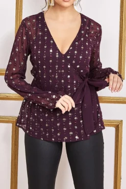 Women * Wrap Sequin Top With Cami