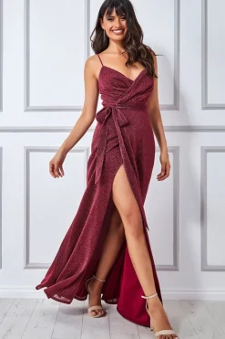 Women * Wrap Style Spaghetti Strap Maxi With Split