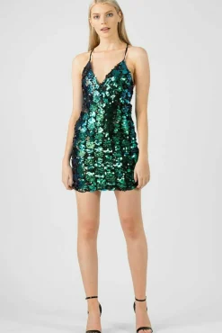 Women Aftershock London Mesh Sequin Wrap Dress