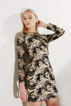 Women Aftershock London Sequin Long Sleeve Bodycon Dress