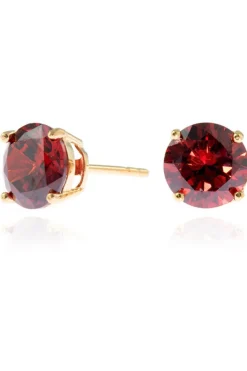 Women Cachet London Lana 8Mm Earrings Garnet Cz 18Ct Gold Plated