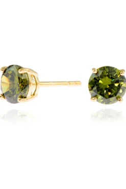 Women Cachet London Lana 6Mm Earrings Olivine Cz 18Ct Gold Plated