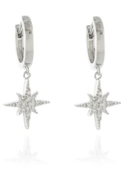 Women Cachet London North Star Cz Earrings Platinum Plated