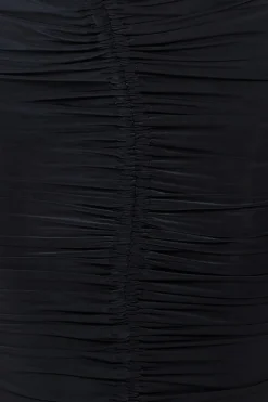 Women City Goddess Asymmetrical Neck Ruched Midi Dress