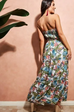 Women City Goddess Bandeau Printed Maxi