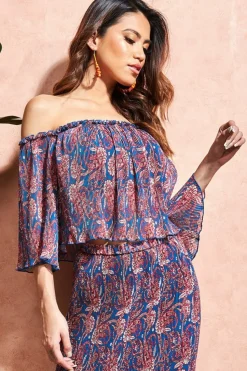 Women City Goddess Off The Shoulder Printed Crop Top