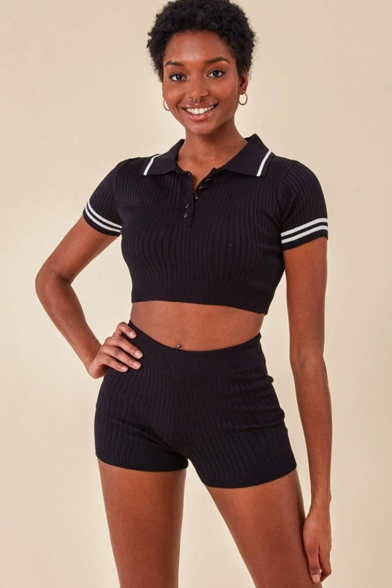 Women Cosmochic Crop Top & Short Loungewear Set