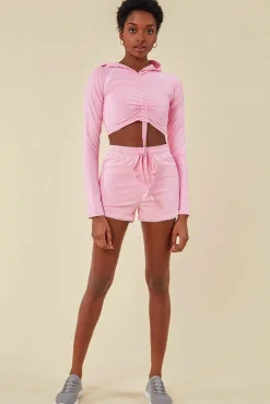 Women Cosmochic Jersey Short Set With Drawstring Top