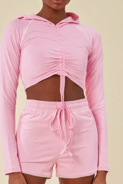 Women Cosmochic Jersey Short Set With Drawstring Top