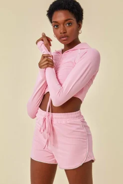 Women Cosmochic Jersey Short Set With Drawstring Top
