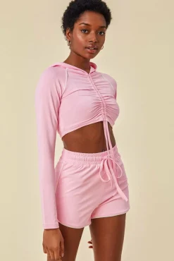 Women Cosmochic Jersey Short Set With Drawstring Top