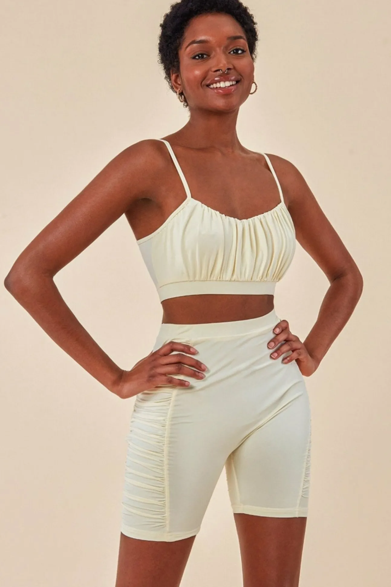 Women Cosmochic Side Detail Bralette & Cycle Short Set