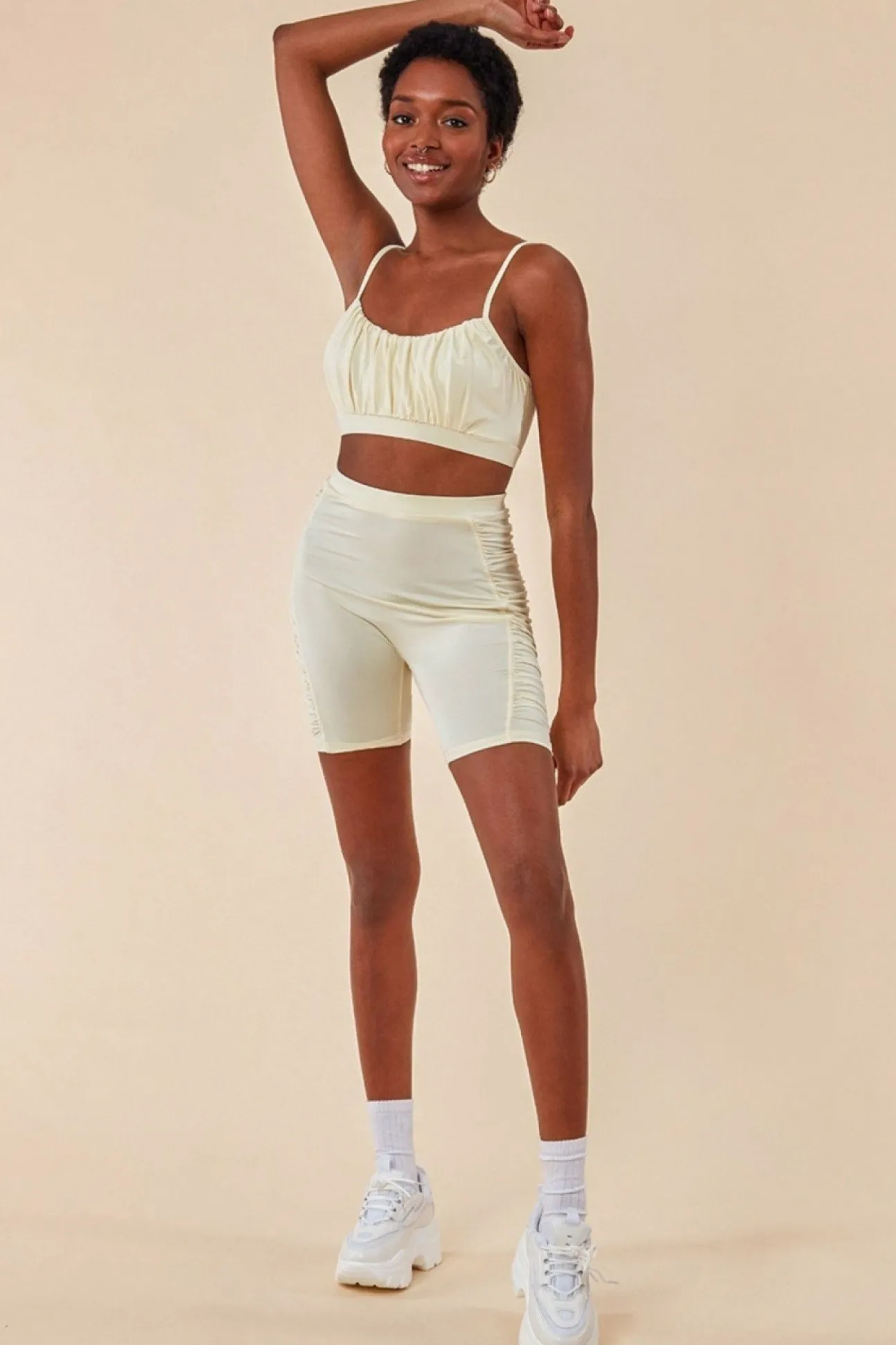 Women Cosmochic Side Detail Bralette & Cycle Short Set